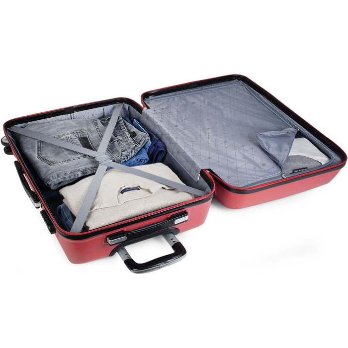 ITACA - Large Suitcase, 4 Wheels, Large Lightweight Suitcase. Rolling Travel Suitcase Large. Large Suitcase for Airplanes, Hard Shell with Checked Lock - Trolley, (Coral Red)