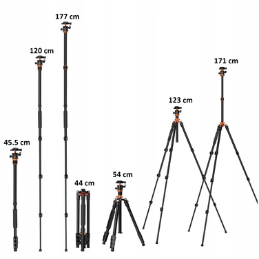 Фотоштатив-монопод K&F Concept: висота 177 см, максимальне навантаження 10 кг + сумка
