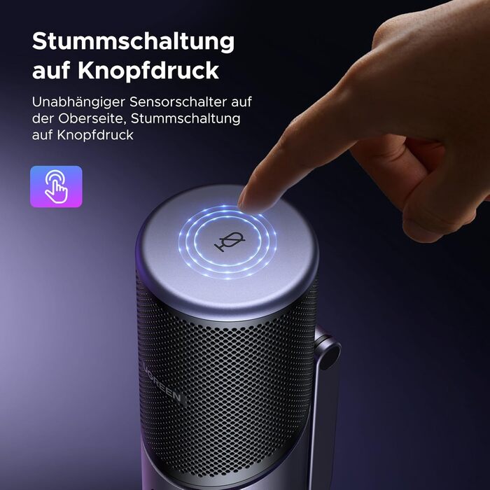 Мікрофон UGREEN для геймінгу та стрімінгу з RGB підсвічуванням USB, 24bit/96kHz, для ПК, PS5/PS4, запису, ноутбука