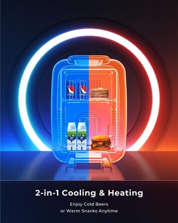 Міні холодильник 4L з RGB підсвіткою, охолодження/підігрів, 2в1, для напоїв та догляду за шкірою, 220V/12V, чорний