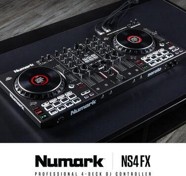 DJ контролер Numark NS4FX 4-канальний з touch-jogwheels, Pads та ефектами, Serato DJ Lite