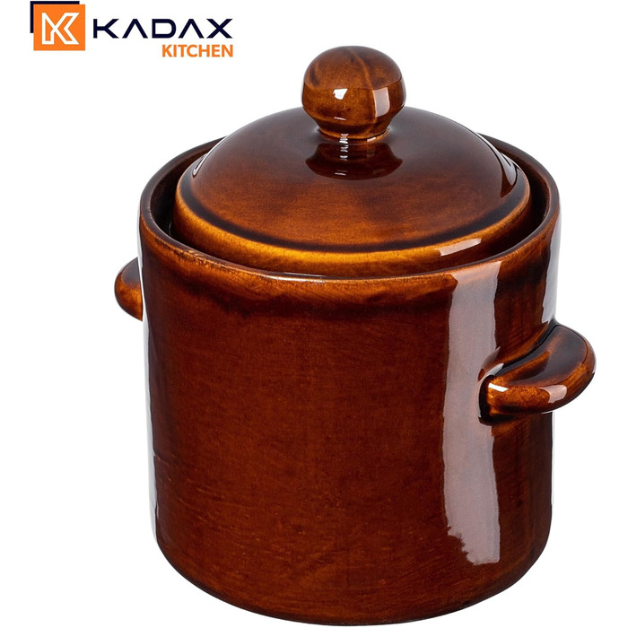 Керамічний глечик KADAX 2.5 л для квашення і соління, коричневий, ручна робота, герметична кришка, підходить для посудомийної машини