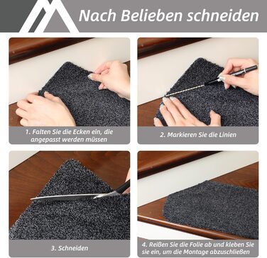 Килимок для сходів COSY HOMEER, 15 шт., 70x22 см, самоклеючий, машинне прання, 100% поліестер, TPE-підкладка, безпечний для дітей та домашніх тварин