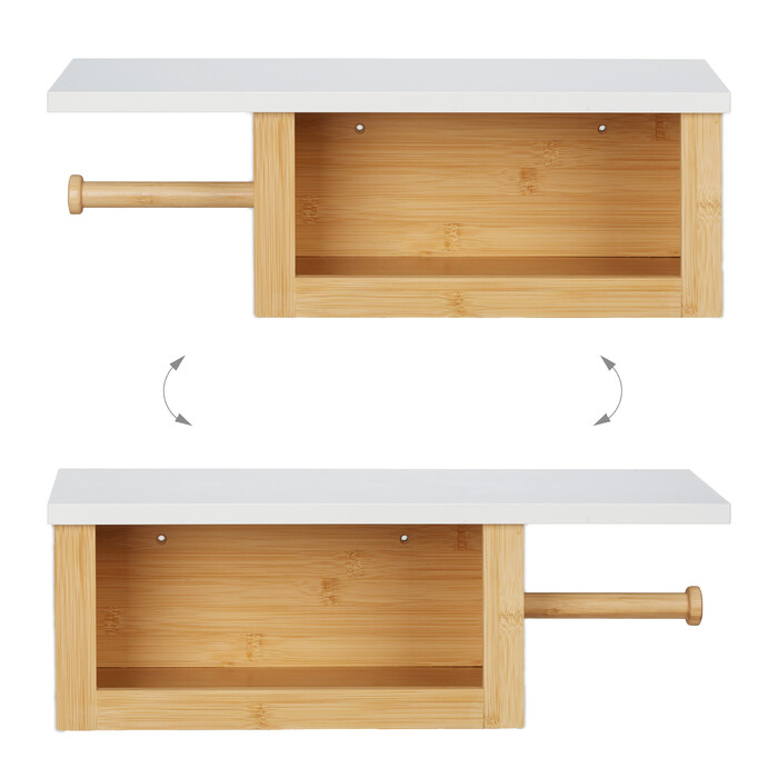 Relaxdays Bamboo Toilet Paper Holder with Shelf