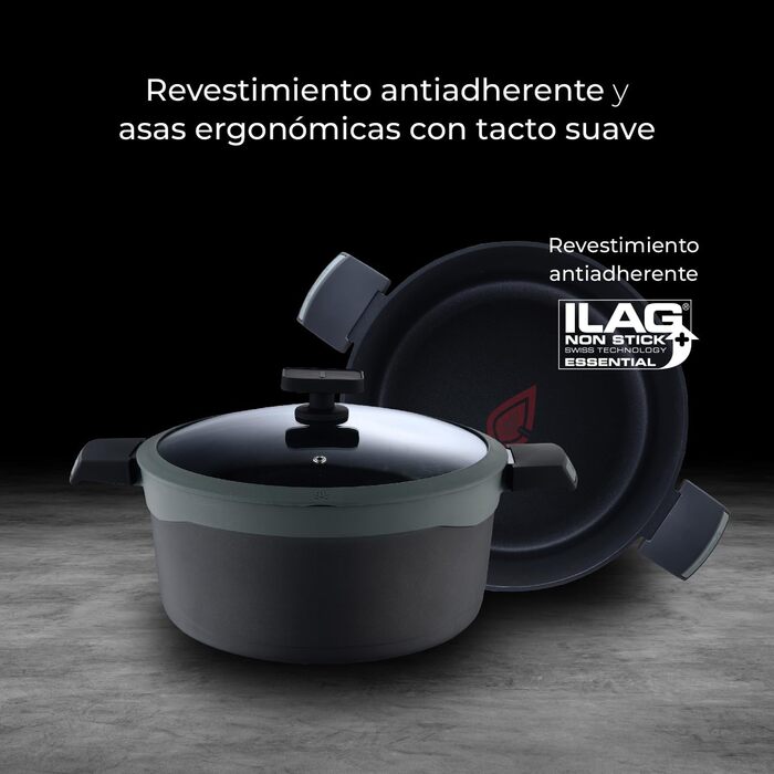 Каструля MasterPRO Gastro Reeco 16/8 см з кришкою | Heatdot | Алюміній з переробленого матеріалу | Антипригарне покриття | М'яка ручка | Для всіх типів плит