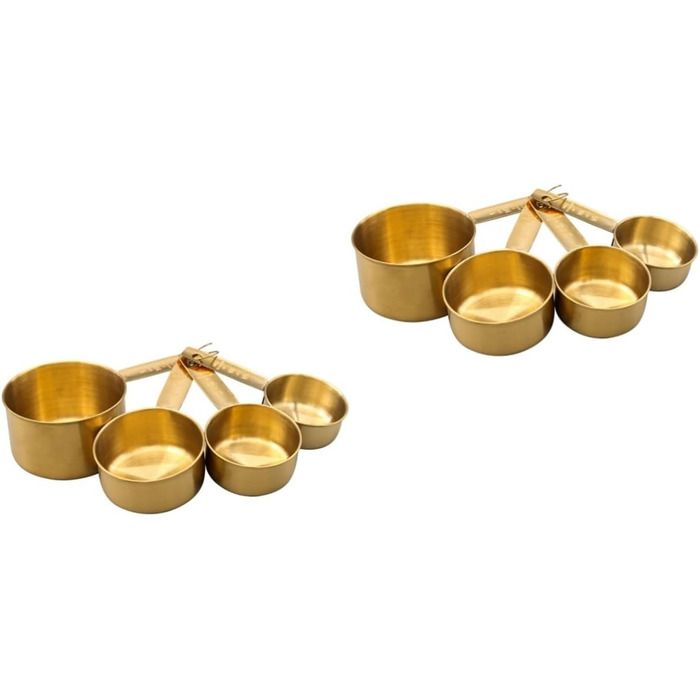BESTOYARD 2 Sets Stainless Steel Measuring Spoons Rustproof Measuring Spoons Tablespoons Measuring Spoons Measuring Cups Micro Scoop Measuring Scoop Measuring Cups Baking Stainless Steel Golden 4 Pieces * 2