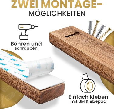 Magnetic Knife Strip, Wood, Self-Adhesive, No Drilling Required - XL Knife Strip for up to 10 Knives - 43x6.2cm - [ROCK SOLID] - Magnetic Knife Block made of Walnut Wood for the Kitchen - Magnetic Knife Holder