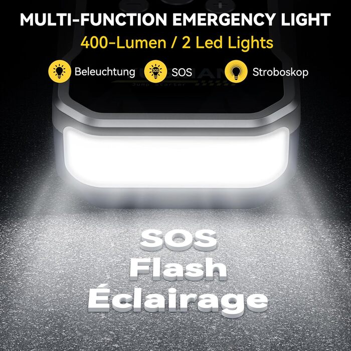 Powerbank Starthilfe F03: Портативний стартер для авто з компресором та повітряним насосом | 6000A, 7L, 150PSI, LCD, LED