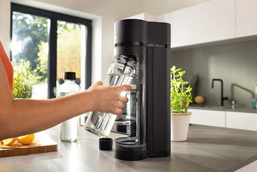 Sodapop Wassersprudler Logan: Набір для газування води з CO₂ балончиком та 3 скляними пляшками, матовий чорний, 42,6 см