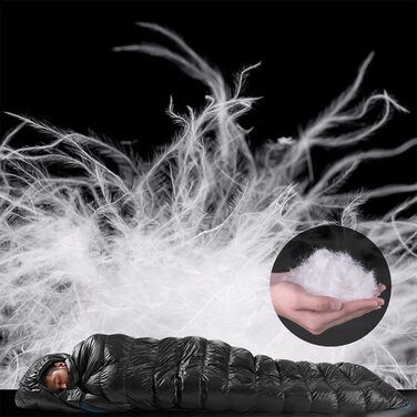 Спальний мішок Naturehike 750FP, 4-сезонний, теплий зимовий, ультралегкий, компактний, з компресійним мішком, CW400-Чорний-L