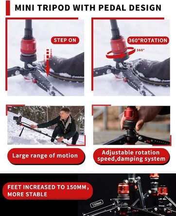 Штатив-монопод IFOOTAGE Cobra 3 C180F-P з карбону, 181 см, вантажопідйомність 8 кг (SET-C180F-P+K5S)