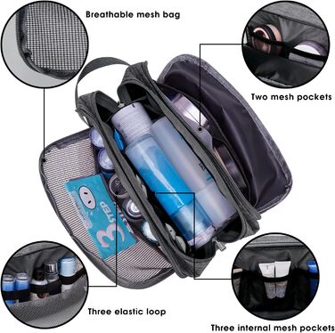 Чоловічий туалетний аксесуар WANDF для подорожей - Косметичка-органайзер для подорожей, Джинсовий сірий