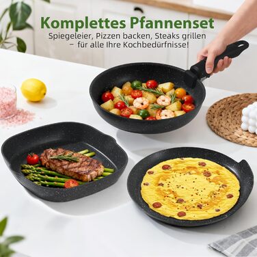 Набір каструль та сковорідок Induktion GMISUM 22 шт. з знімними ручками, для всіх типів плит, чорний