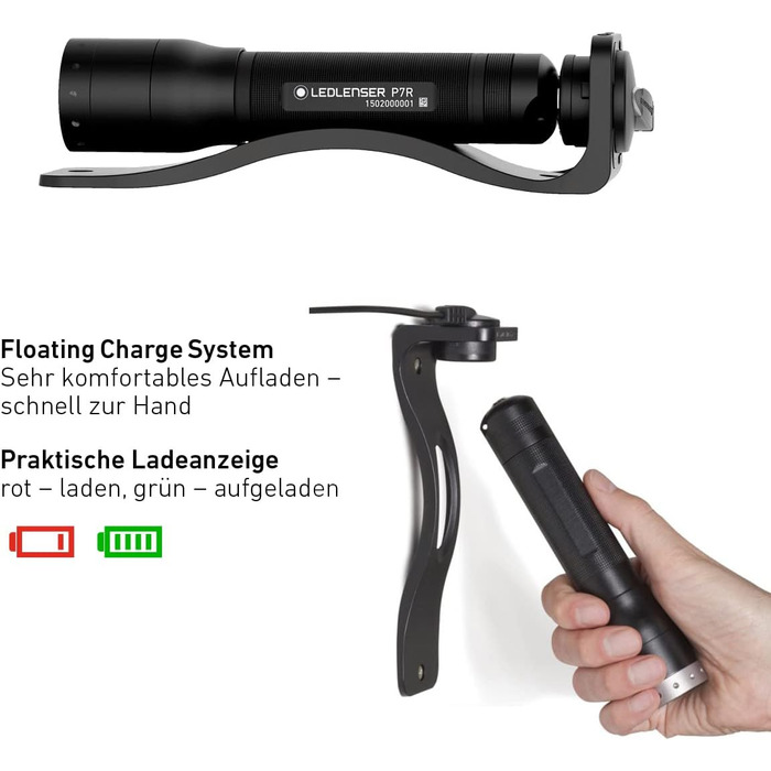 Ліхтарик Ledlenser P7R LED, акумуляторний, фокусування, 1000 люмен, 210 м, 40 годин, чорний