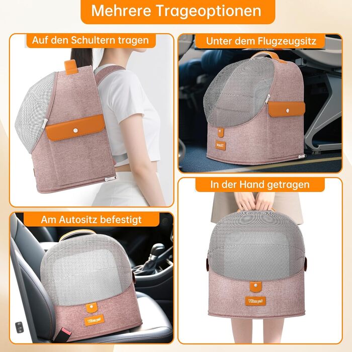 Розширюваний рюкзак для кота - рюкзак-переноска для тварин з дихаючим 4D-сіткою, для собак та котів до 12 кг (Рожевий)