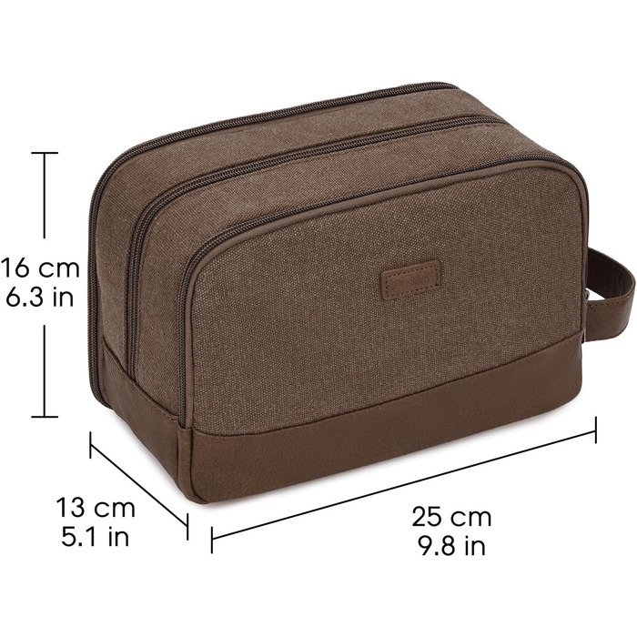 Чоловіча дорожня косметичка WANDF з канвасу, водонепроникна, веганська шкіра, зелений/коричневий колір
