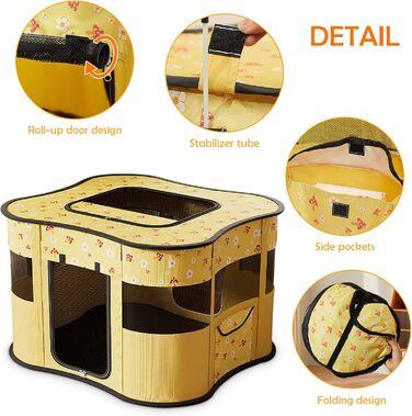 Портативний вольєр для цуценят ALLSOPETS: складаний загін для котів та собак, переносна клітка-будка з боковою кишенею (зелений, L)