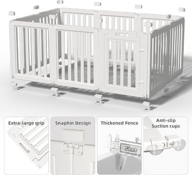 Вольєр для собак з прозорого пластику з дверцятами, легкий у встановленні та чищенні, для цуценят та собак, внутрішнє та зовнішнє використання (Білий, 77 см висота, 30,5 см)