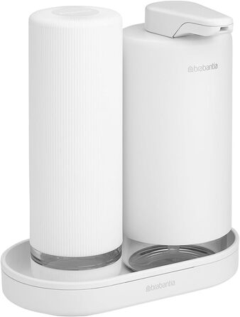 Brabantia Набір дозаторів для мила та засобів для миття посуду, 2 шт., сірий Infinite Grau, 2x200 мл, металевий з текстурованою поверхнею
