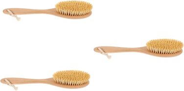 3 Wooden Bath Brushes Beechwood Awning Solution Trash Body Scrub Cleaner Shower Brush with Long Handle Back Scrubber Shower Back Washer for Men Sisal Brush