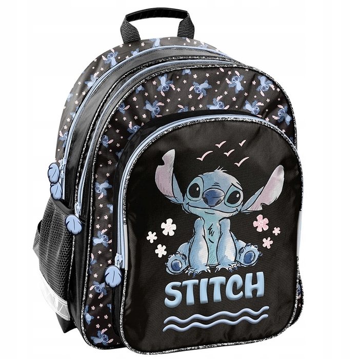 Великий багатокамерний шкільний рюкзак Paso Lilo & Stitch, чорний з синім