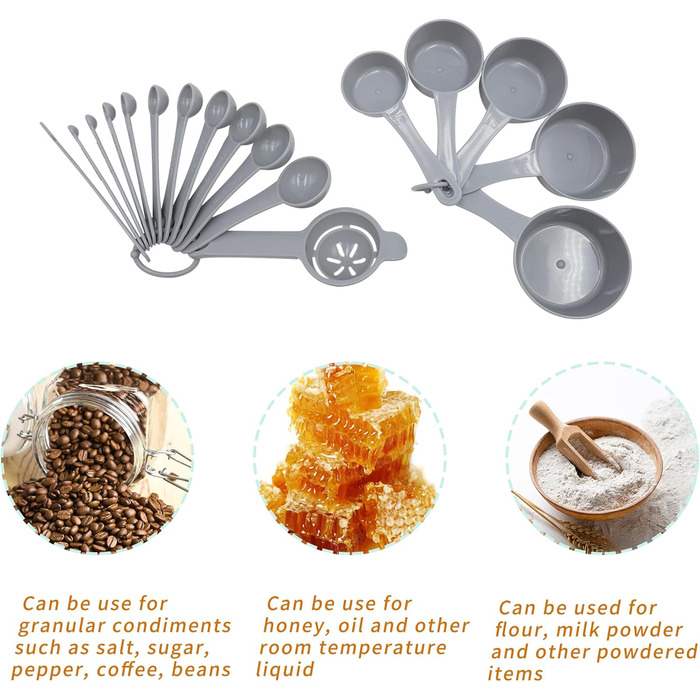 Tongude 45-Piece Silicone Baking Mold Set, 6-Cup Silicone Baking Mold for Baking Bread, Muffin Tins, Non-Stick Kitchen Oven Baking Molds, with Measuring Cups and Spoon Set, gray