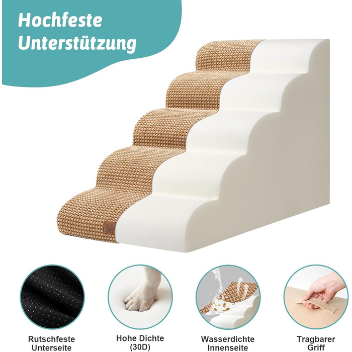 Широка сходинка для собак, невелика сходинка для домашніх тварин з нековзною поверхнею (Чорний та Білий, ) Чорний та Білий (Світло-коричневий, 5.0, 83x50x57см)