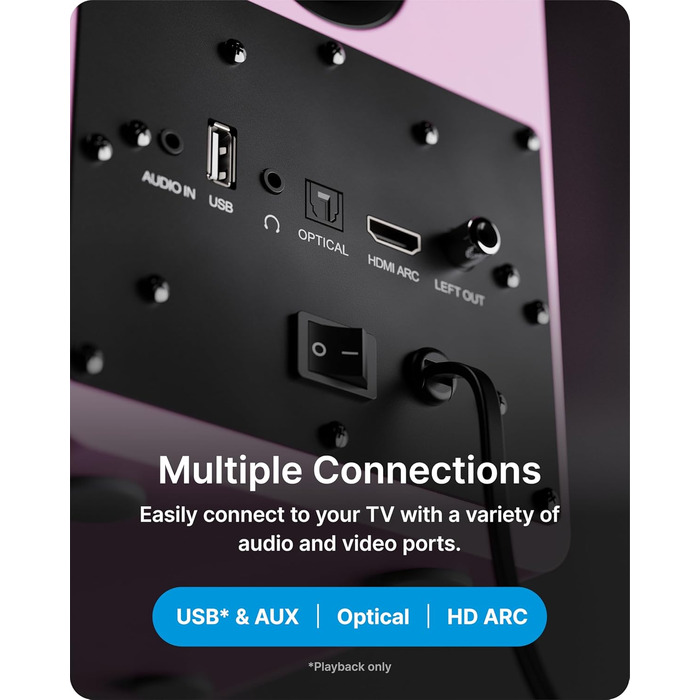 Активні колонки Majority D50X | 60W, Bluetooth 5.3, HDMI ARC, AUX | Hi-Fi стерео, для ПК, студійний монітор (Рожевий)