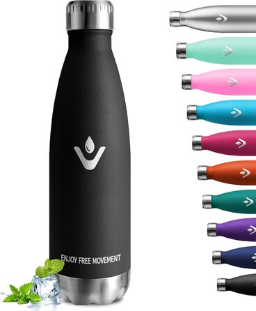 Термос-пляшка 750 мл, нержавіюча сталь, BPA-Free, для спорту та подорожей, з вуглекислим газом, витривала, витік неможливий, для хлопчиків та дівчаток, Outdoor, темно-зелений (750 мл, чорний)