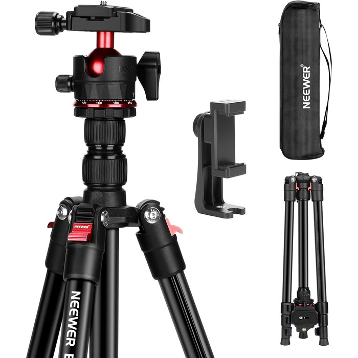 Штатив для камери NEEWER BASICS 77' з моноподом, кульковою головкою 360° та пластиною Arca QR, компактний, легкий, з алюмінію, для подорожей, відеозйомки, максимальне навантаження 6кг (TP14)