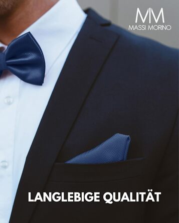 Массі Моріно: Комплект краватка-метелик та нагрудна хустинка для чоловіків - краватка-метелик на весілля, регульована, темно-синя
