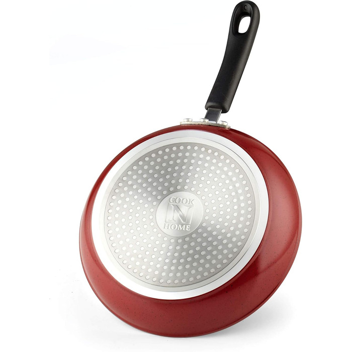 Cook N Home набір антипригарних сковорідок 3 шт, 20/25/28 см, мармурово-червоні, для індукційних плит