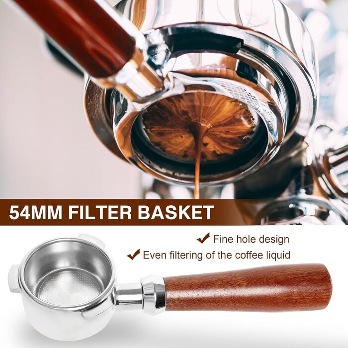 Бездонний портафільтр Baoweihua 54 мм для кавомашин Breville/Sage Barista 870/875/878/880, нержавіюча сталь, сріблястий