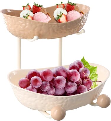 Багатоярусна фруктова етажерка, миска для фруктів, пластикова, з металевою полицею, сервірувальний стійка, фруктові миски для буфетів, закусок, овочів та десертів