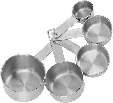 Stainless steel measuring cups, stainless steel measuring spoon set, 5-piece metal measuring cup set, nesting measuring cups, mini measuring spoons, stackable measuring cups for baking and cooking / 1366