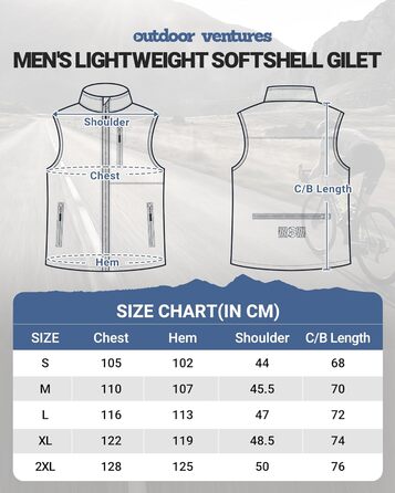 Чоловіча вітро- та водонепроникна жилетка Outdoor Ventures Softshe для їзди на велосипеді та активного відпочинку (M, Темно-синій)