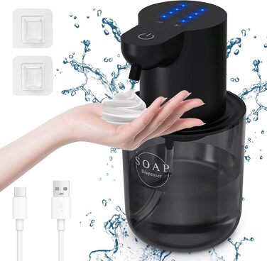 Автоматичний диспенсер для рідкого мила Cuteefun, 400 мл, сенсорний, індикатор заряду, 4 рівні дозування, для ванної, кухні, чорний