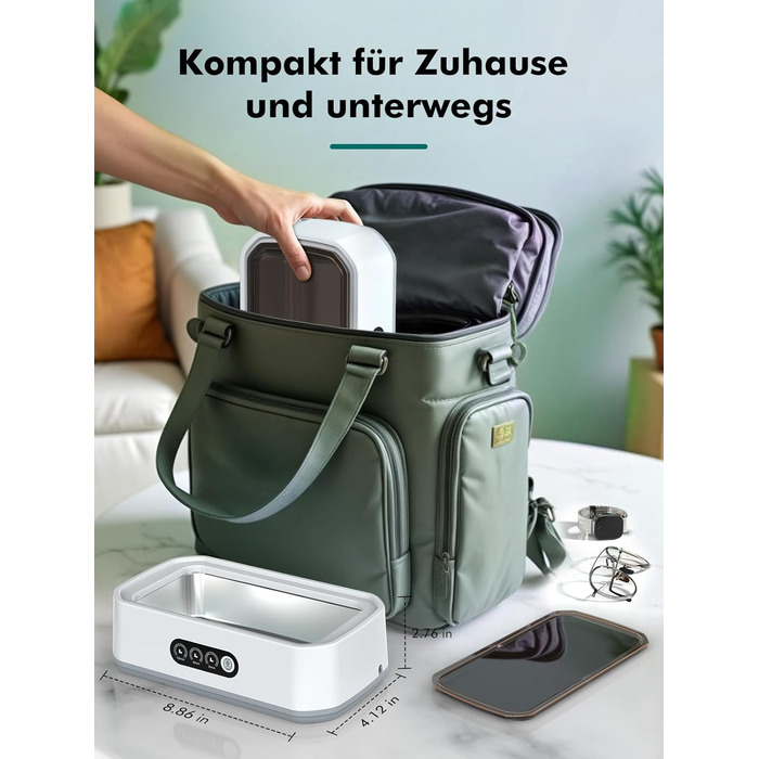 Ультразвукова мийка 650мл для глибокого очищення 360°, 48 кГц, One-Touch, для ювелірних виробів, скляного посуду, протезів