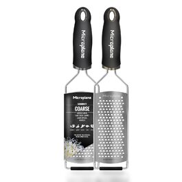 Терка Microplane для сиру, моркви, імбиру, кокоса та хріну, груба, чорна, з нержавіючої сталі - Made in USA