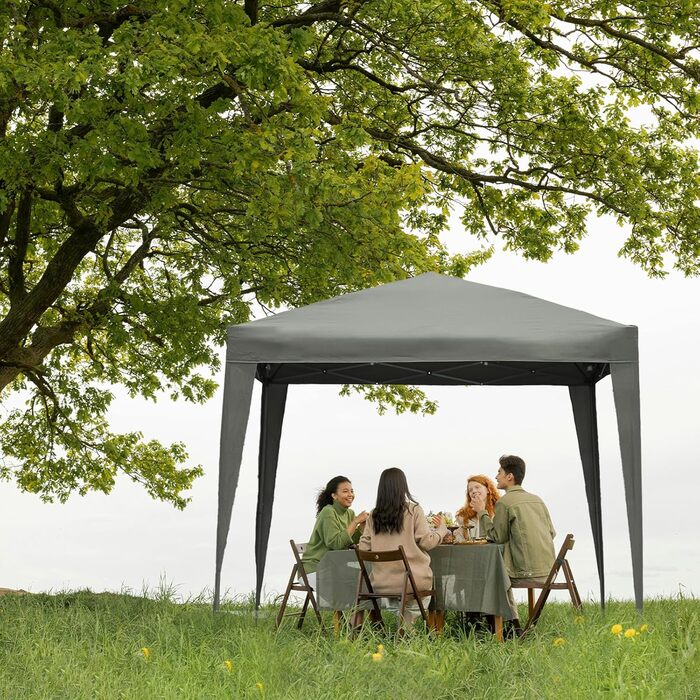 2.5x2.5m Folding Terrace Roof, Water-Repellent, Made of Steel and Polyester
