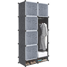 YRHome DIY Regal System Wardrobe Closet Storage Cabinet with Door, Shelf System, Coat Rack, Standing Shelf (8 Boxes with Shoe Cabinet)