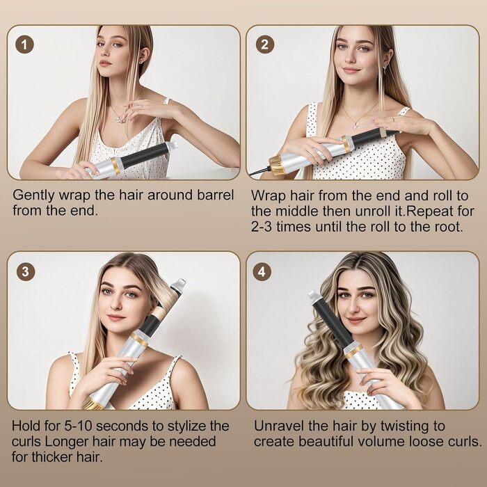 Фен-щітка 5 в 1 для волосся: стайлер, плойка, об'єм, локони