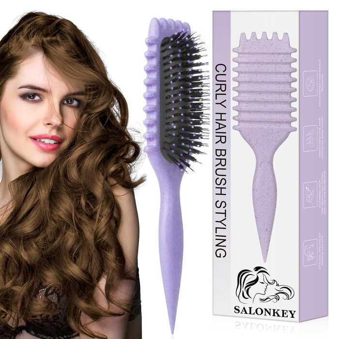 Щітка для локонів Lockenbürste: антистатична стилінг-щітка з вентиляцією для мокрого та сухого волосся, ідеальна для кучерявого волосся та створення об'єму (фіолетова)