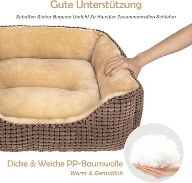 JOEJOY Dog Bed, Medium-Sized Dogs, Washable Dog Basket, Fluffy, Non-Slip Plush Dog Bed, 63x53x20cm, Dog Beds for Small and Medium Dogs and Cats (L 76 x W 61 x H 23 cm, Brown)