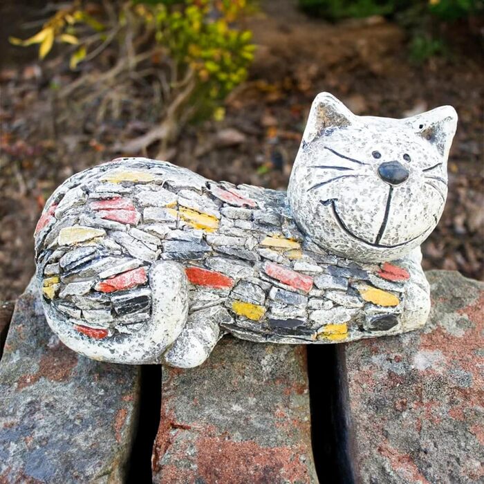 Garden Mile Unique Outdoor Garden Figure Made of Artificial Resin, Cat Statue with Traditional Stone Effect, Weatherproof and Eye-Catching, Garden Sculptures and Statues for Pond, Terrace and…