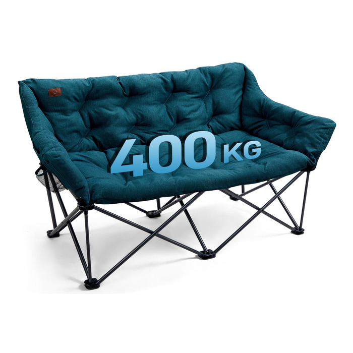 Кампінговий стілець-диван EVER ADVANCED для 2 осіб, 145 см, зелений - міцний, складаний, з високою спинкою, для відпочинку на природі, саду, балкону