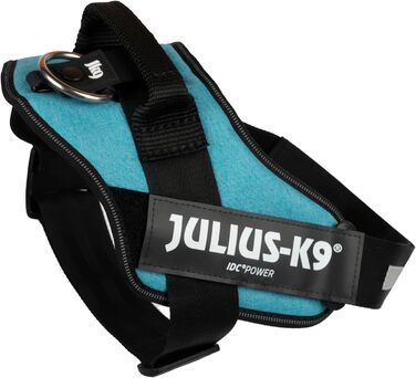 Відбиваючий повідок для собак IDC Powergeschirr, S, з логотипом, регульований, дихаючий, для малих, середніх та великих собак (Бірюзовий, L/1)