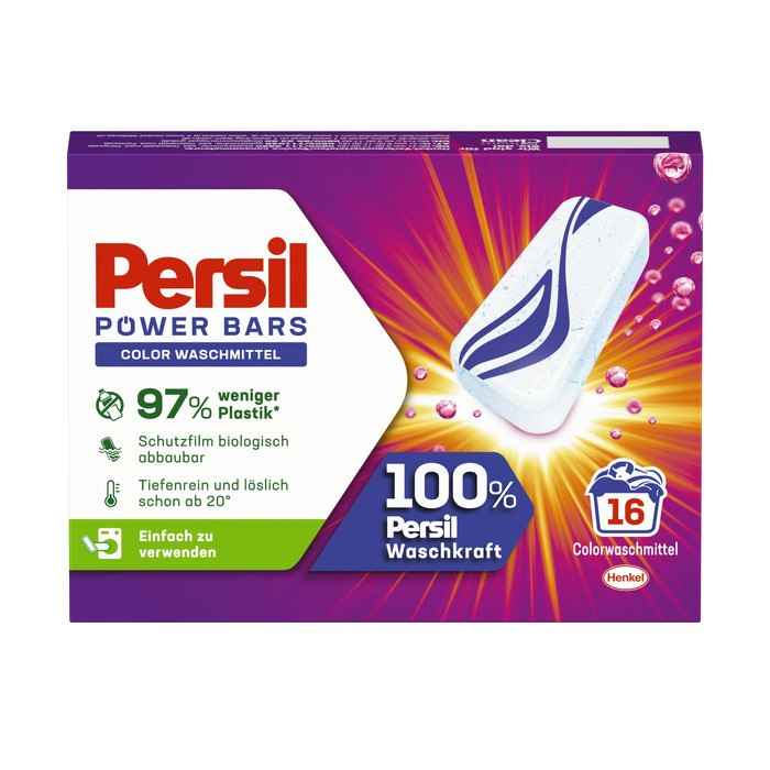 Капсули для прання Persil Power Bars Color для кольорових речей, 60 прань, гігієнічна чистота від 20°C, 472 г
