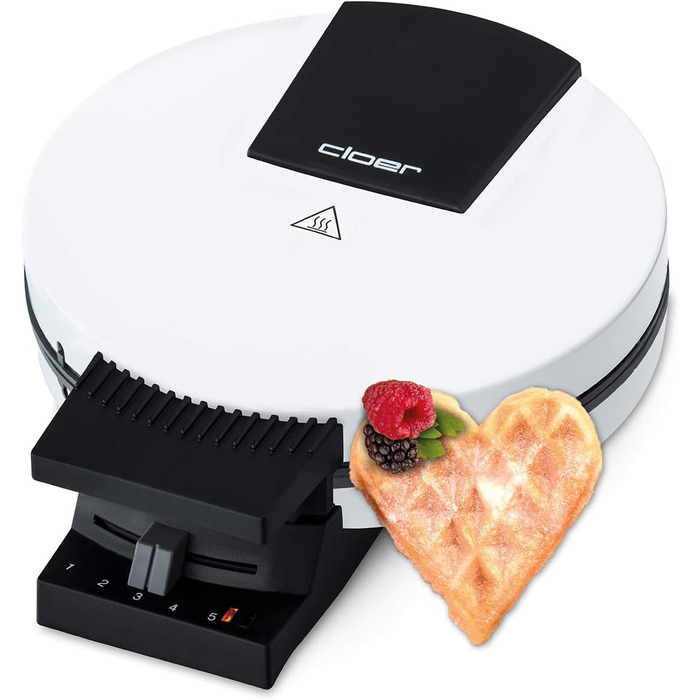 Вафельниця Cloer 1200 Вт для класичних вафель XXL, 19,5 см, сталева, біла, без сигналу