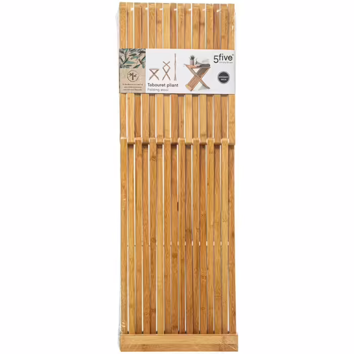 5five - Folding stool with armrests, Bamboo, 40 x 32 x 45 cm, Bamboo